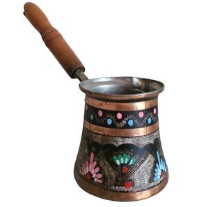 vintage handpainted copper turkish coffee pot cezve obrik